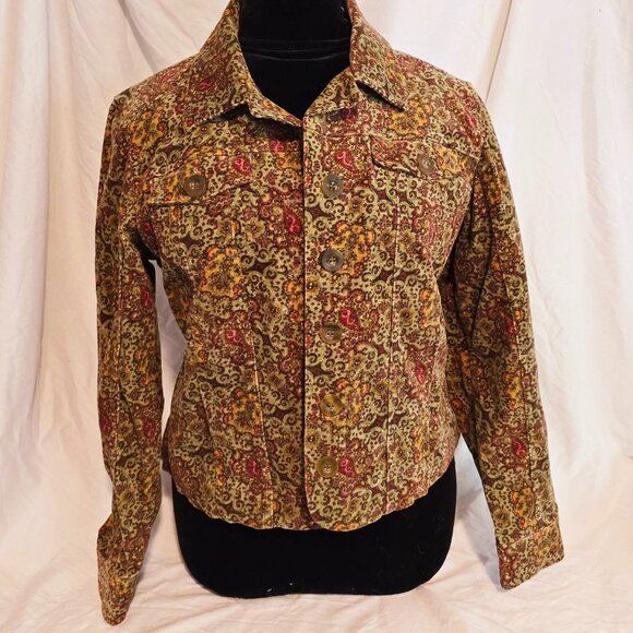 Christopher & Banks Paisley Corduroy Jacket Size M - Picture 1 of 4